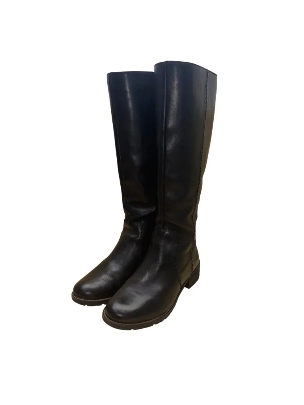 Sofft Women’s Black Leather Stitched Detailing Zip-Up Knee High Boots Size 7.5M